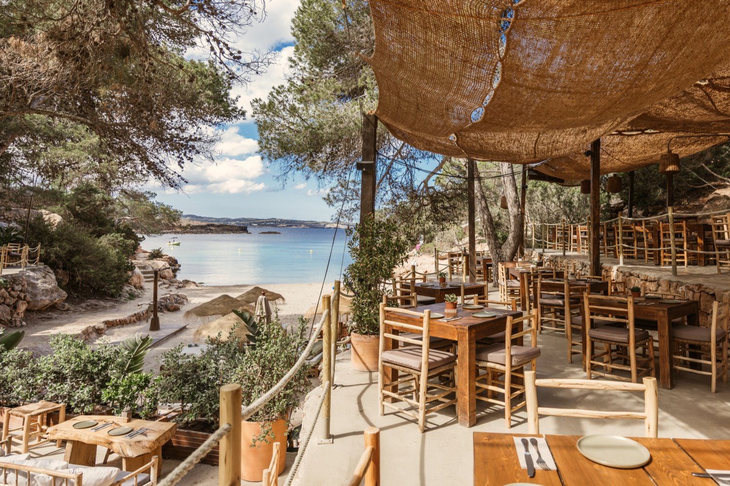 Cala Gracioneta restaurant terrace at the water's edge